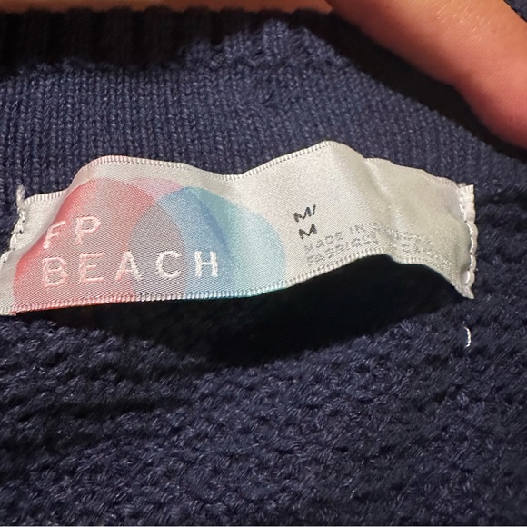 Free People Beach Hailee Waffle Knit Straight Skirt Womens Medium Navy - Picture 5 of 9